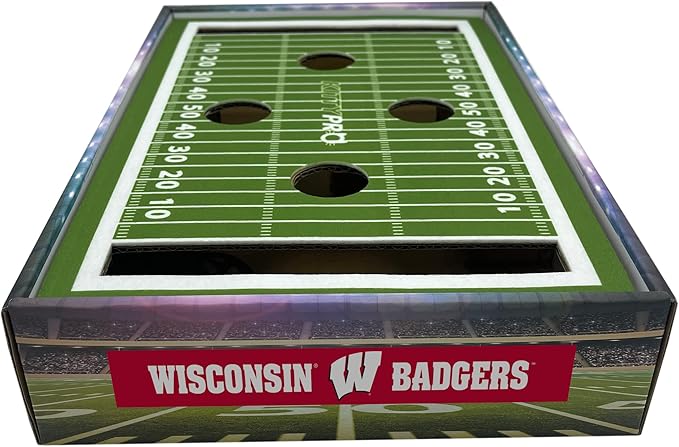 Pets First NCAA Wisconsin Badgers Cat Scratcher Box, Game Day Cat Toy, NCAA Football Field Designed Cat Scratcher and Lounge, Stimulating Cat Game