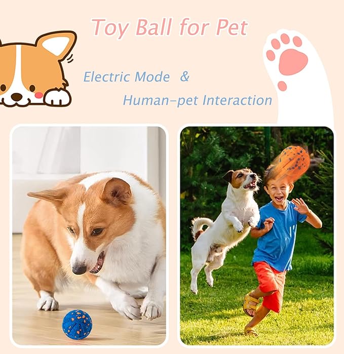Interactive Dog Toys Dog Balls Moving Dog Toy Ball - Self Playing Ball with 3 Modes, Jumping & Shaking Interactive Toy for Boredom, Outdoor Indoor Fun for Cats and Small Medium Dogs (Orange)