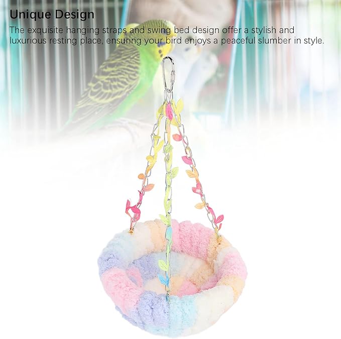 Bird Hanging Hammock, Plush Warm Bird Swing Bed Bird Cage Accessory for Parakeets Budgie Conure Cockatiel