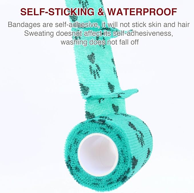 Self-Adhesive Vet Wrap for Pets - 6 Rolls 3 Inch Cohesive Bandage for Dogs Cats Horses Rabbits, Pet First Aid Wound Care Stop Bleeding Prevent Licking