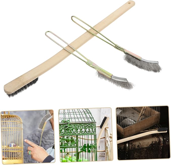 VANZACK 3pcs Bird Cage Cleaning Brush Soft Bristles for Gentle for Birdcages and Pet Cages Essential Bird Accessories for Easy Maintenance