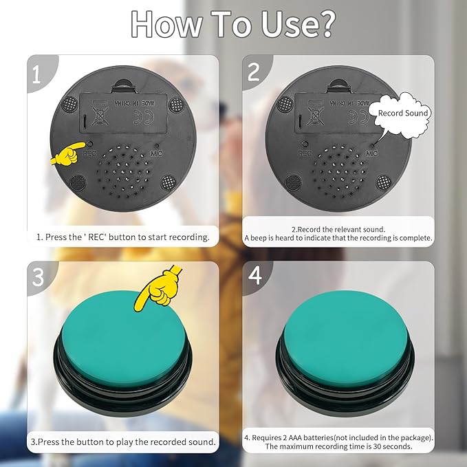 Set of 5 Color Dog Buttons With Rubber Mat for Communication, Voice Recording, Talking, Pet Training & Behavior Aids - Train Your Dog to Voice What They Want