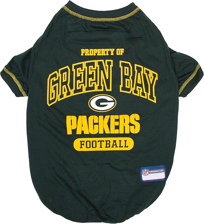 NFL Green Bay Packers Dog T-Shirt for Pets, Size Large. Officially Licensed Pet Shirt with Team Logo, Soft Stretchable Comfort Fit Apparel for Dogs & Cats