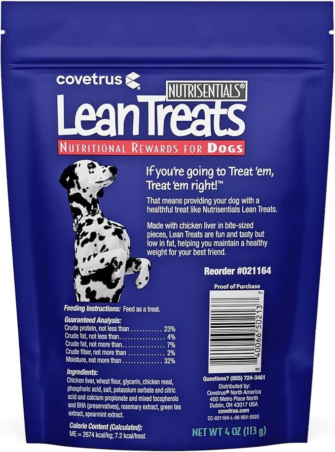 Covetrus Nutrisential Lean Treats for Dogs - Small, Medium & Large Dogs (K9) - Nutritional Low Fat, Bite-Size - Soft Chicken Flavor - 10 Pack - 4oz