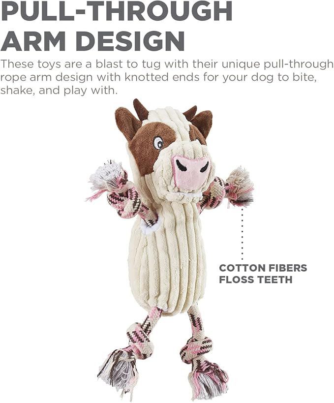 Outward Hound Ranch Roperz Cow Plush Squeaky Dog Toy