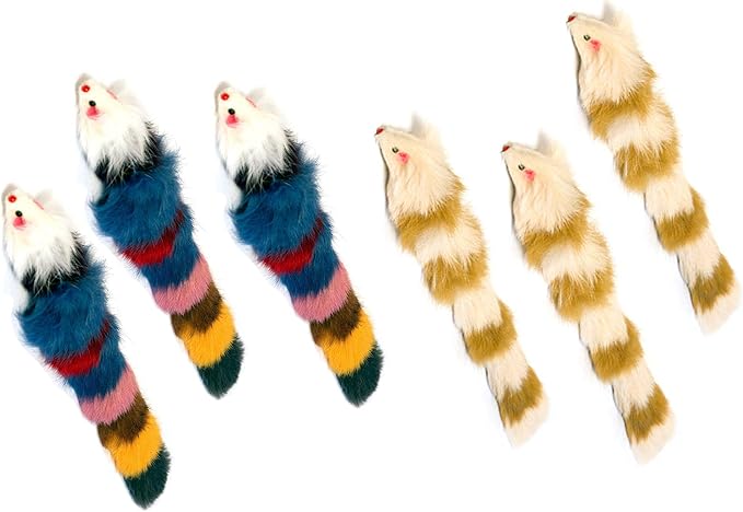 Iconic Pet Set of 6 Fur Weasel Cat Toys with Squeaker for Pets, Best Pet Play Toy for Dogs and Cats, Fun Cat Toys, Dog Toys to Beat Boredom and Satisfy Hunting Instincts