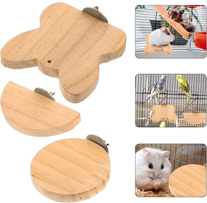 Mikikit 3pcs Wooden Hamster Jump Platform Interesting Parrot Toy for Small Pets Household Bird Cage Accessory Guinea Pig Stand Platform Climbing for Hamsters