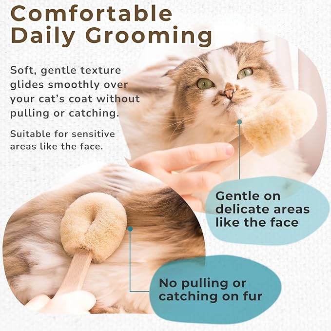 Wablade Cat Brush, Gentle Grooming Brush for Sensitive Cats & Kittens – Soft Grooming & Massage, Gently Removes Loose Surface Fur (Not a Deshedding Tool), Sisal, Made in Japan (Type-B)