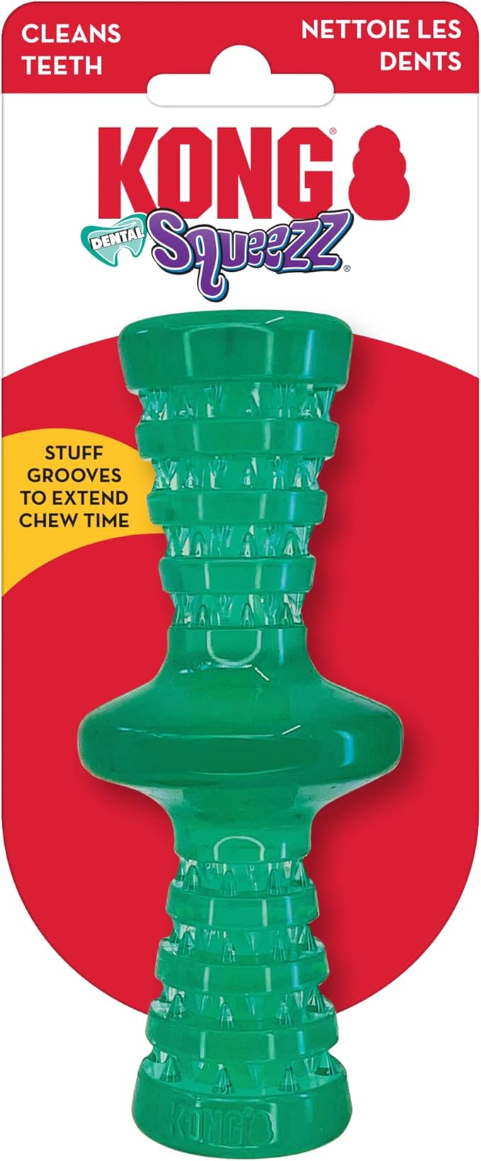KONG Squeezz Dental Roller Stick - Cleans Dogs Teeth While Chewing - Flexible Material - Small