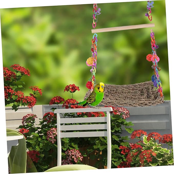 BESPORTBLE 1set Funny Bird Hammock Toy for Cockatiel Parrot Swing Perch Climbing Hammock for Pets Decorative and Comfortable Bird Cage Accessory