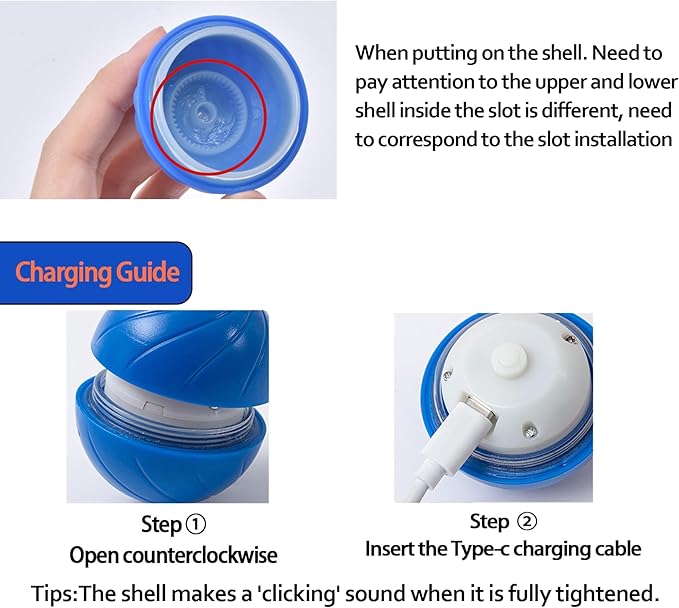2025 New Interactive Dog Ball Toys for Dogs, 2025 New Vibrating Dog Balls,Type-C Rechargeable Automatic Moving Toy Ball for Small Dogs and Cats(Blue)