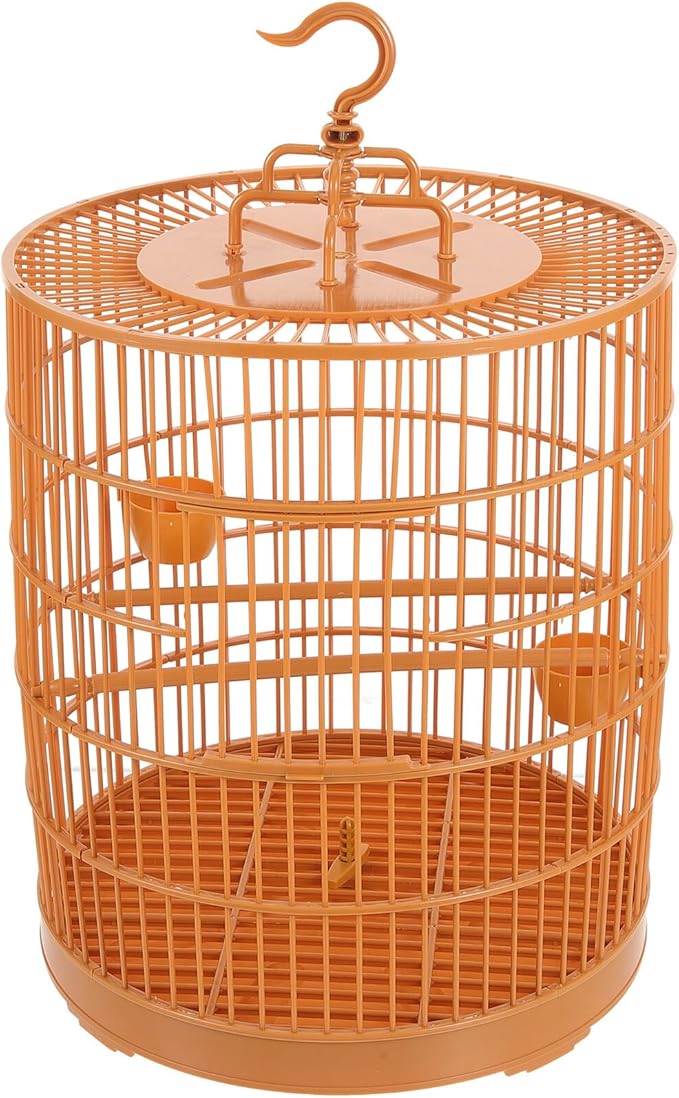 Plastic Hanging Bird Cage for Small Pets 30-inch Round Top Cage Ornament for Parakeets and Cockatiels Outdoor Suitable