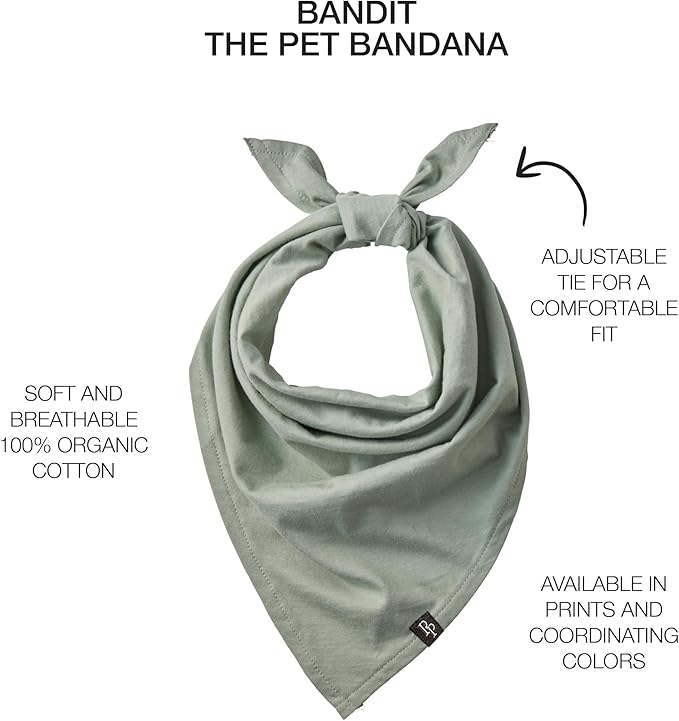 Pet Passion Bandit - THE PET Bandana 100% Organic Cotton Pet Bandanas Clothes for Small, Medium, Large Dogs, 3-Pack Sage Camo, Medium/X-Large