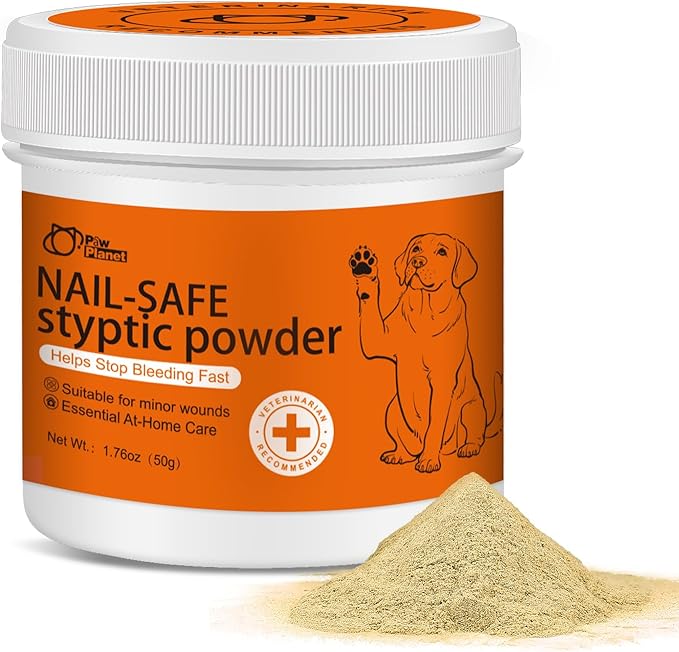 PAW PLANET Styptic Powder for Dogs & Cats -1.76oz Fast Acting Blood Stop Powder for Nail Clipping, Minor Cuts & Wing Clipping,Essential First Aid for Dark Nails (1-Pack)