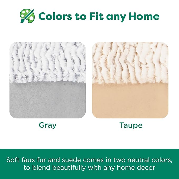 FurHaven Waterproof Dog Blanket – Birch Faux Fur & Suede Calming Throw for Pets, Washable – Gray, Large