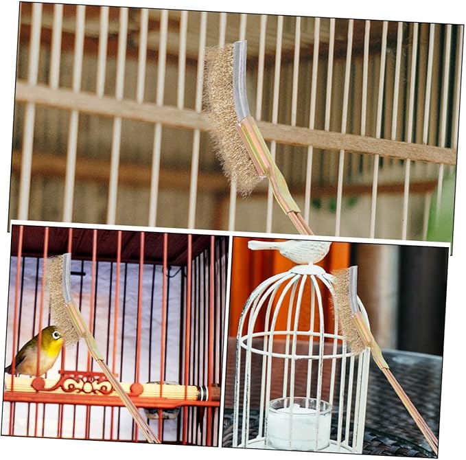 Balacoo 1Set Bird Cage Cleaning Brush Set Durable Ergonomic Handle Bristles for Cleaning of Parakeet Cages and Small Animal Habitats Cage Care Tool