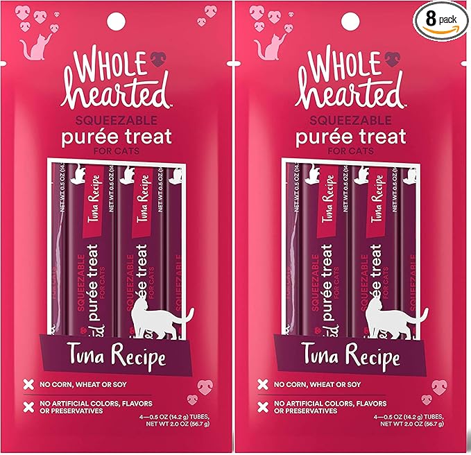 Wholehearted Squeezable Puree Cat Treat (Tuna, 8-0.5 oz Tubes)