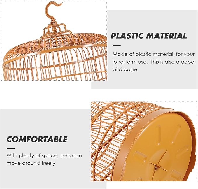 Cabilock Plastic Hanging Bird Cage with Dome Roof Decorative Small Pet Bird Cage for Parakeets and Small Parrots for Indoor Use