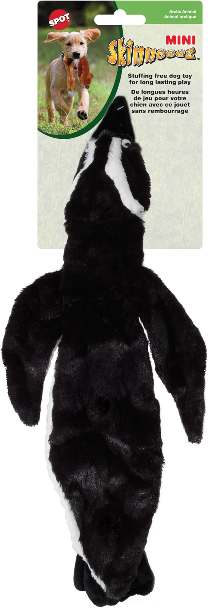 SPOT Skinneeez Stuffing Free Arctic Animal Dog Toy - with Squeaker in Head and Tail, Stuffingless Design is Great for Moderate Chewers, Tug Toy for Small Puppies & Dogs - 15in, Assorted Styles, 1 Toy