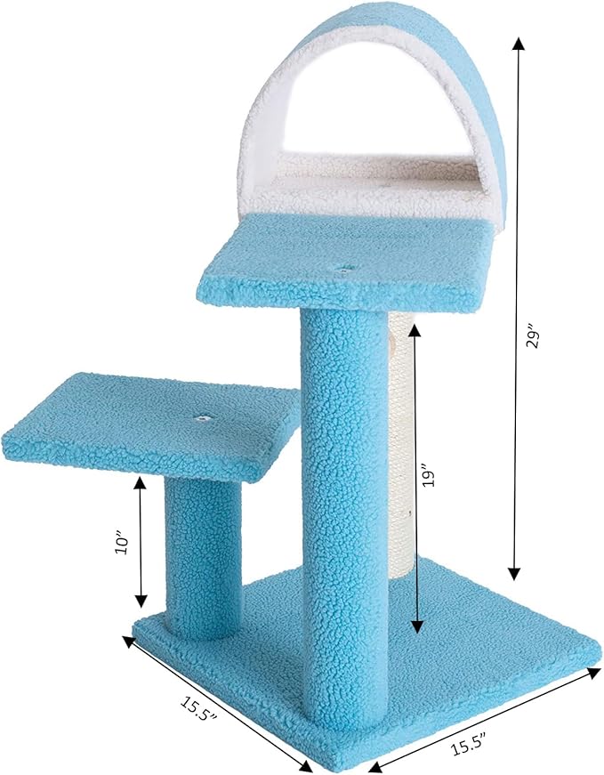Armarkat Sky Blue 29" Cat Tree, Real Wood Tunnel For Squeeze, Snoozing And Hiding, B2903