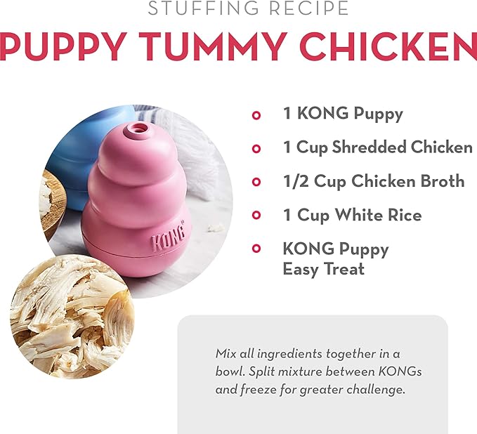 KONG - Puppy Toys for Teething with Puppy Easy Treat Stuffing (Colors May Vary) - for Medium Puppies