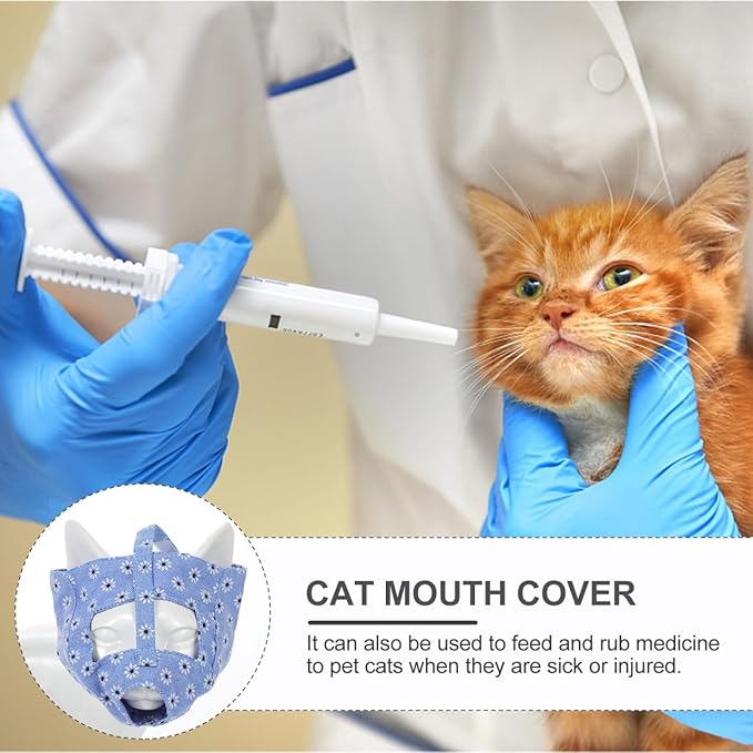 Breathable Cat Mouth Cover Muzzle for Grooming Bathing Nail Trimming and Medicine Feeding Small Size 4.33X3.14X2.75 Inch Pet Safety Face Guard