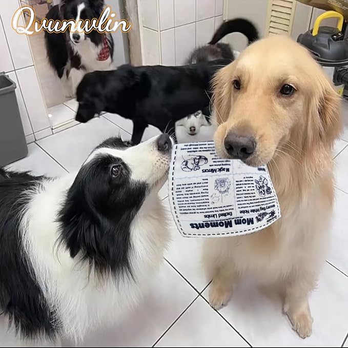 2 PCS Plastic Creaks Newspaper Crinkle Dog Pet Chew Toys, 600D Oxford Fabric Washable Bite-Resistant Fun Interactive Tug of War for Dog (Standard Version (Built-in Crinkle Paper))