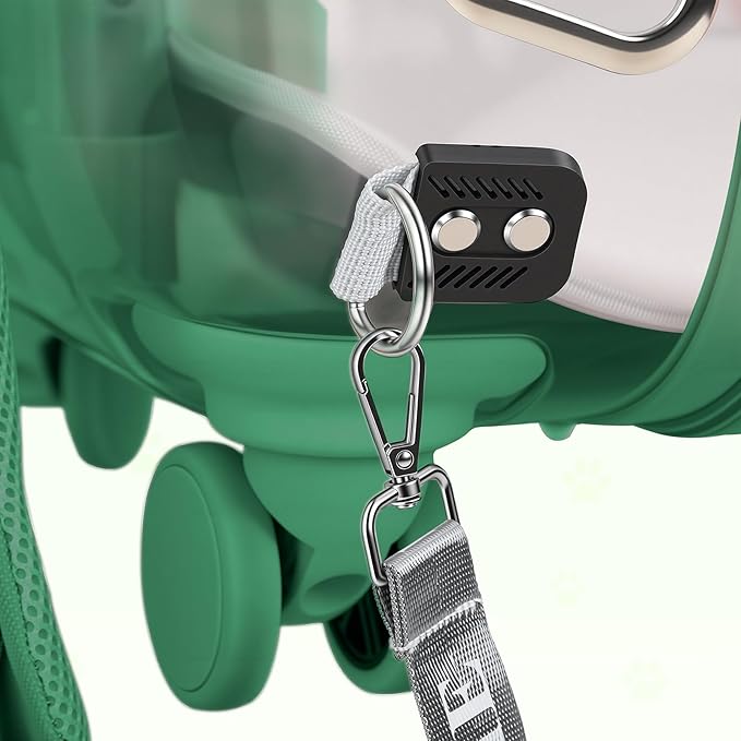 Cat Carrier Backpack with Silent Wheels, Clear Cat Stroller with Ventilation Holes, Telescopic Handle, Convenient Portable Cats Dogs Backpack for Travel (Green-B)