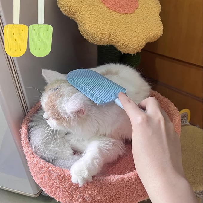Pet Ice Cream Massage Comb, Cat Double-Sided Grooming Brush, Cat Tongue Brush for Cats Grooming Easily Removes Fur Reducing Hairballs (Blue)