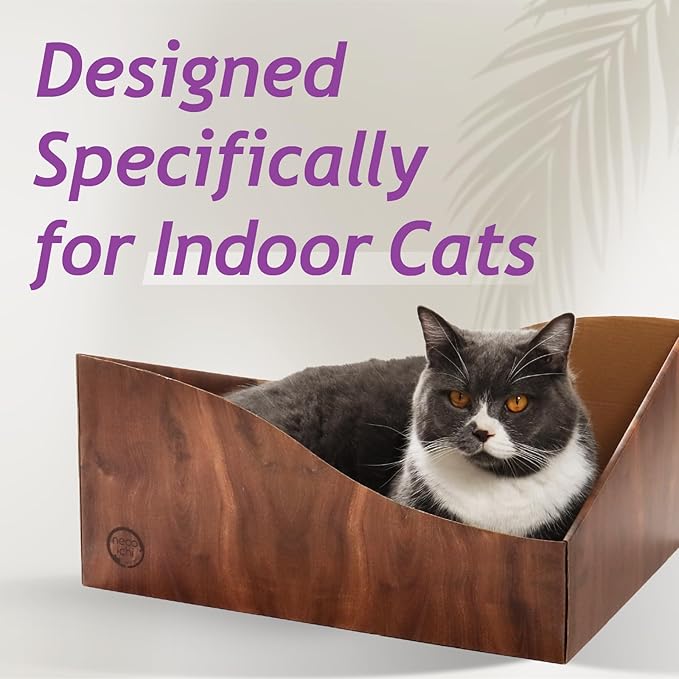 Necoichi Hideaway Cat Scratcher Box — Extra Large | Horizontal Scratch Pad + Lounger + Hideaway for Indoor Cats | 100% Recycled Cardboard, Chemical-Free