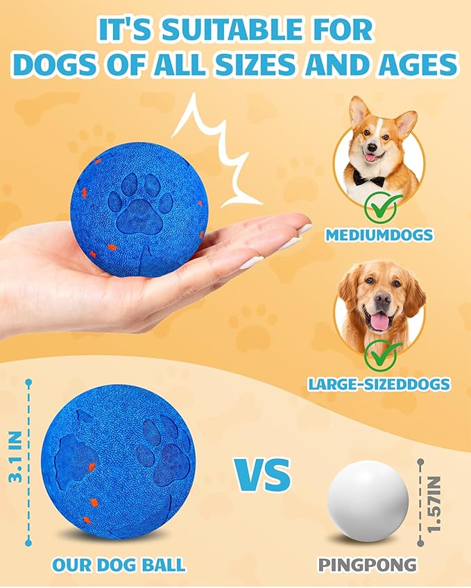 Interactive Dog Toys & Interactive Dog Ball for Medium/Large Dogs: Self-Moving, Auto-Vibrating & Bouncing Smart Ball - Chew-Resistant E-TPU, Low-Noise & IPX7 Waterproof
