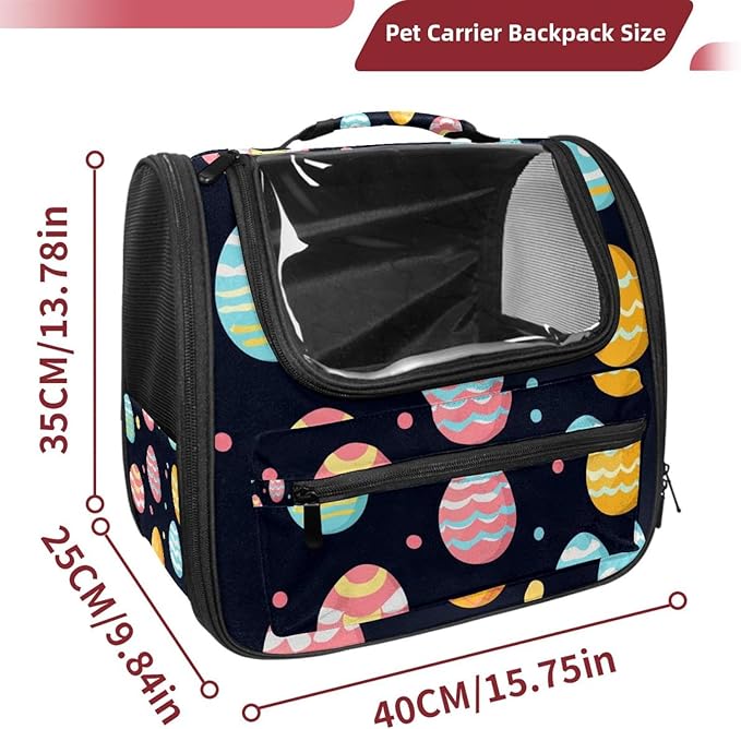 Easter Symbol (2) Cat Backpack Carrier, Large Pet Backpack for Medium Small Dog Cat Puppy Kitty Bunny