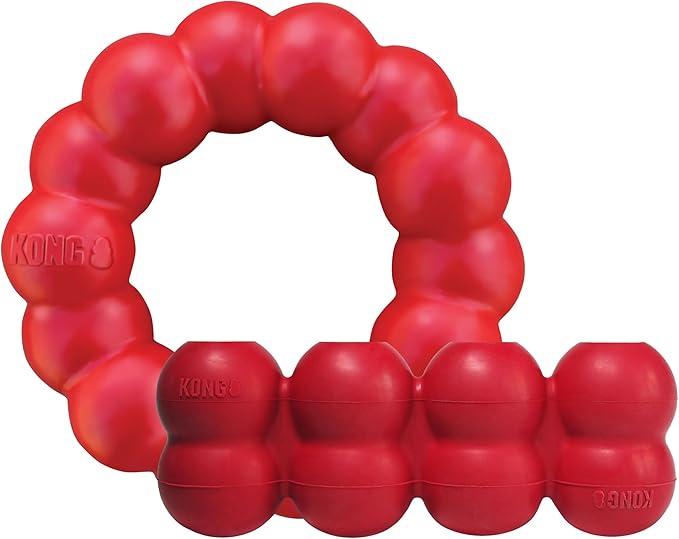 KONG Ring & Goodie Ribbon - Durable Rubber Treat-Dispensing Chew Toy for Dental Health - for Medium Dogs