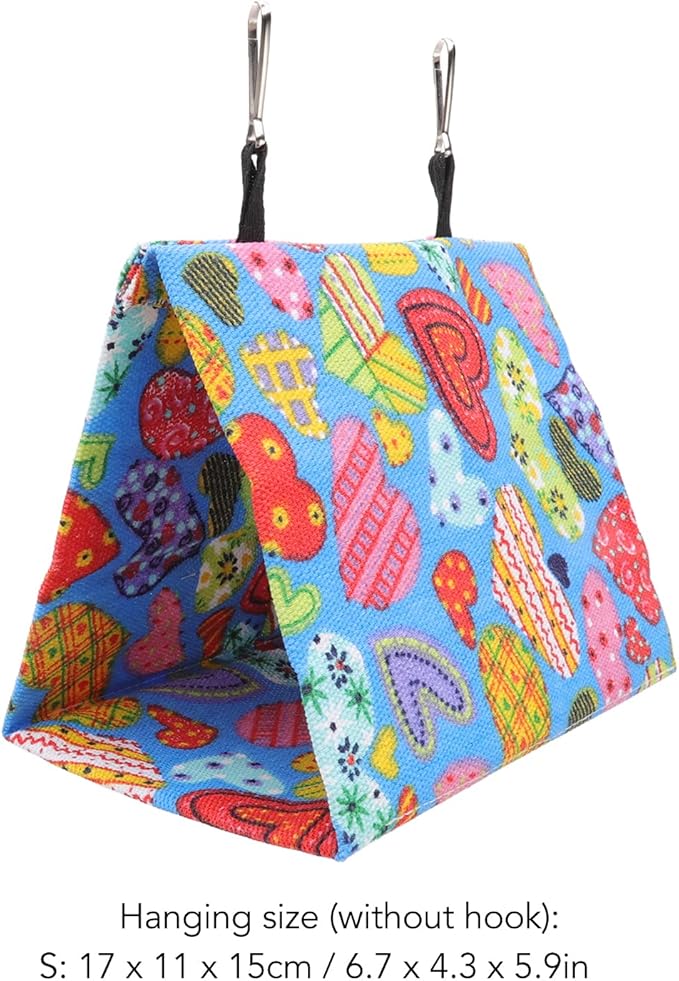 Bird Hanging Tent Canvas Parrot House Bed Bird Cage Accessories Hammock with Hooks for Cockatiel Lovebird Hamster Chinchilla (17 * 11 * 15CM)
