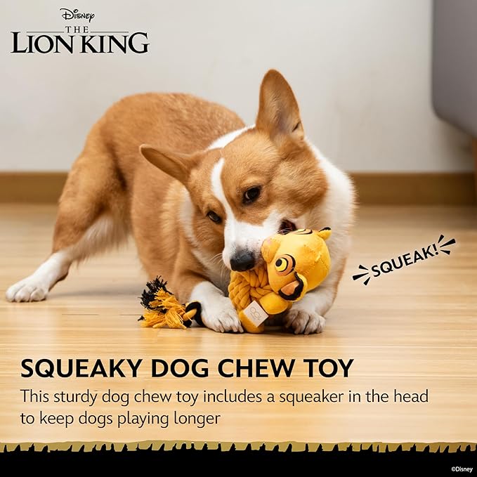 Disney for Pets The Lion King Simba Knotty Rope Pet Toy with Squeaker, 9in Dog Toys | Rope Tug Toy for Dogs Inspired by Simba of The Lion King