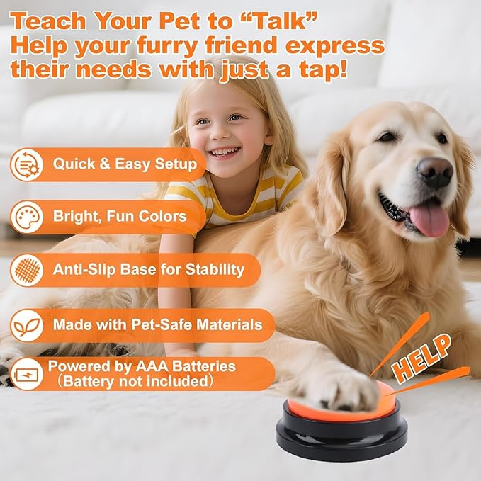 Dog Buttons for Communication, 16 Pcs 8 Color Dog Talking Button Set, 30s Recordable Voice Pet Training Buzzers, Speaking Buttons for Dogs & Cats with 4 Scene Stickers (Batteries Not Included)