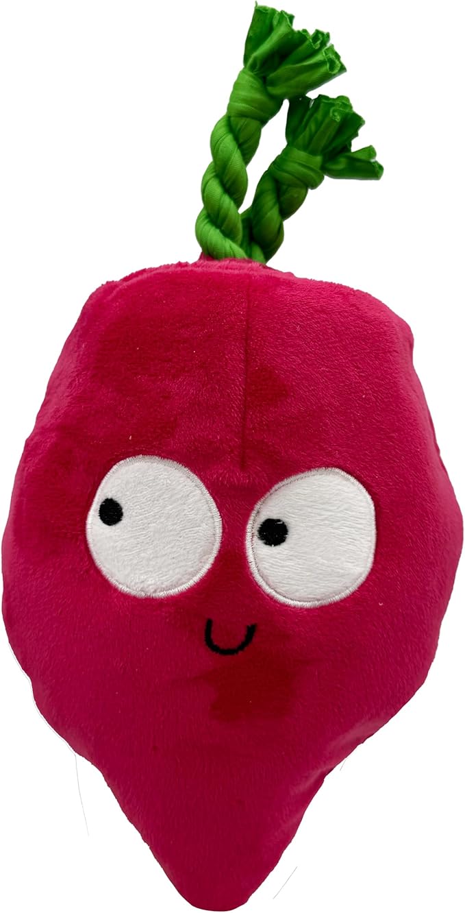 Huxley & Kent Interactive Funny Dog Toy w/Squeaker - Power Plush Treat Hiding Toy - Cute and Funny Soft Puzzle for Small & Large Dogs - Pop 'n Fetch Beet, Small