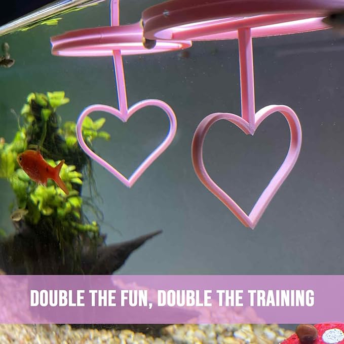 Floating Heart Betta Training Ring, Heart Active Betta Training Ring, Floating Feeder, Enrichment Toys for Aquarium Decor, Pink, 3.8in x 3.7in (Pink, Pack of 2)