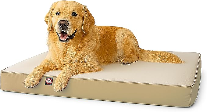 Majestic Pet 48x34x3 Inch Khaki Orthopedic Memory Foam Rectangle Dog Bed – Large Size Crate Dog Bed for Dogs with Joint Pain, Arthritis – Durable Pet Mattress with Egg Crate Foam, Washable Cover