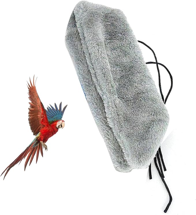 Bird Corner Fleece Warmer, Soft Velveteen Bed for Parrot Parakeet Cockatiel, Lightweight Washable Bird Cage Blanket, Winter Warm Hideaway (Grey)