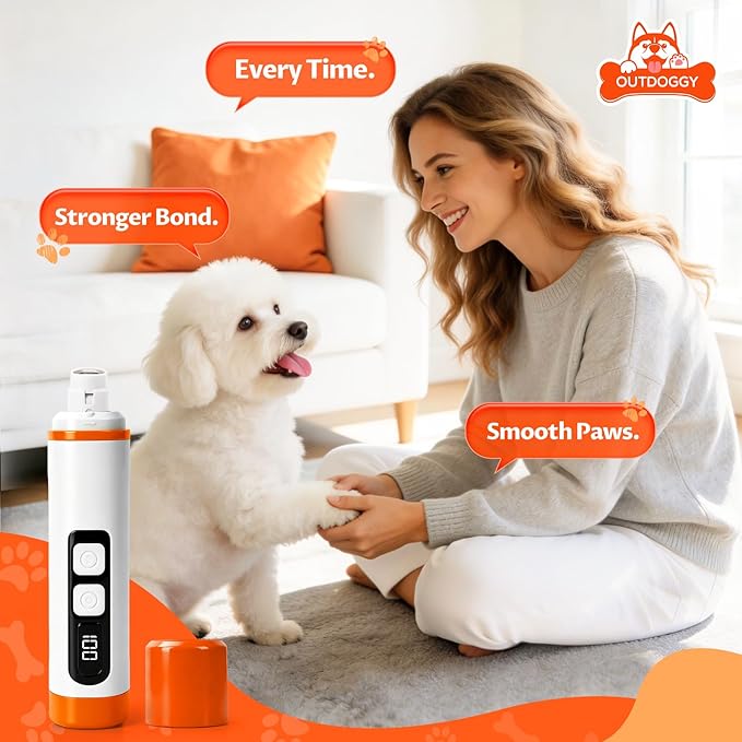 Ultra Quiet Dog Nail Grinder with LED Light & Safety Guard - Upgraded 3-Speed Rechargeable Dog Nail Trimmer for Painless Grooming of Dogs & Cats, (Small, Medium, Large)