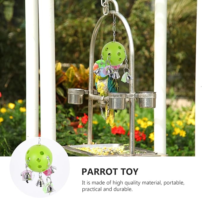 Kichvoe Parrot Colorful Bell Hanging Bird Cage Chew Ball Interactive Bite for Parrots and Small Birds