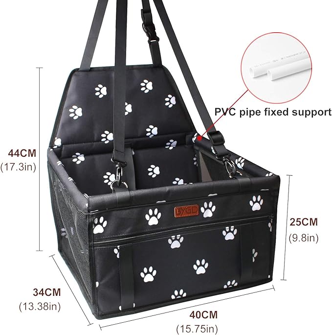 BYGD Pet Dog Booster Seat, with Upgrade Support Rod, Breathable and Foldable Pet Car Basket, Pet Dog Car Portable Seat, Suitable for Small and Medium Pets