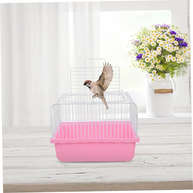 Mikikit Portable Pet Carrier Birdcage for Lovebirds Small Animals Lightweight Travel Cage with Transparent Window for Parrots Hamsters for Indoor Travel Use