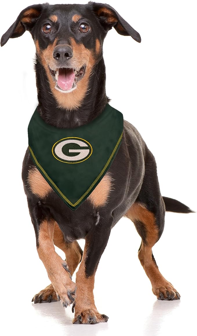 Pets First NFL Green Bay Packers TIE Bandana, Small/Medium. Dog Bandana Scarf Bib for Pet Cat Dog. The Ultimate Game-Day, Party Bandana (GBP-3550-S-M)