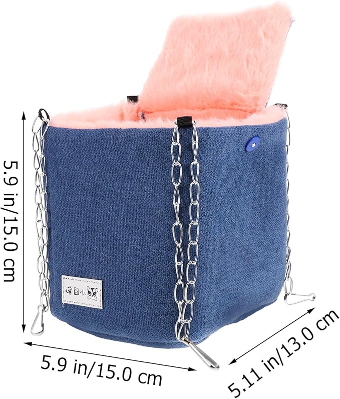 BESPORTBLE Small Animal Sleeping Bed and Hammock Warm Cotton Nest Navy Blue M Size for Hamster Parrot Bird Cage Accessories Winter Habitat