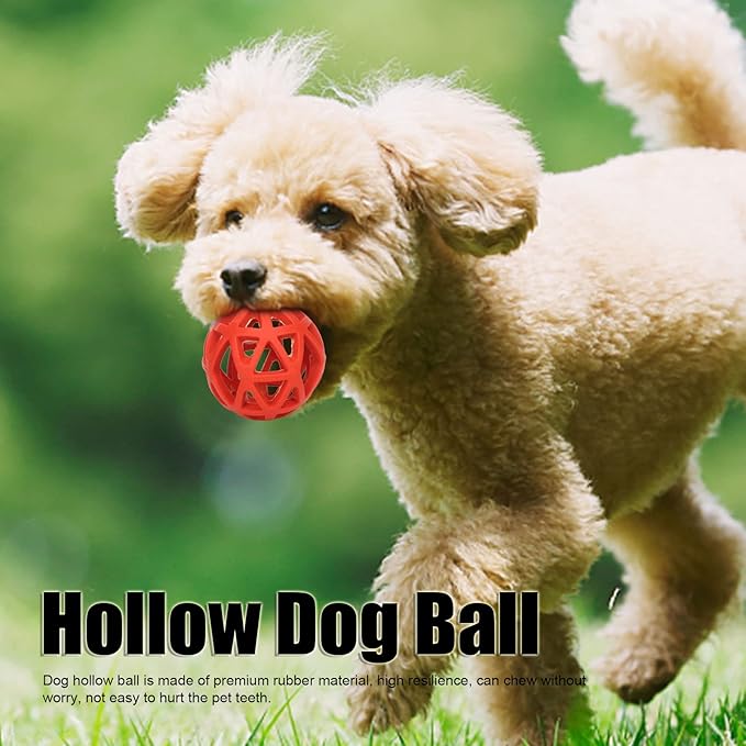 Asixxsix Hollow Dog Ball, Rubber Dog Toy Puzzle Ball Bite Fun Interactive Chewing Pet Toy Ball, Lightweight and Portable Pet Toy for Dogs Cats Pets (S)