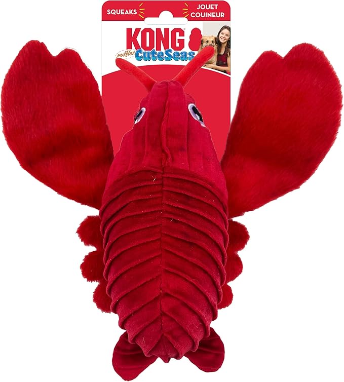 KONG Cuteseas Rufflez Soft Ridged Plush Dog Toy (Lobster)