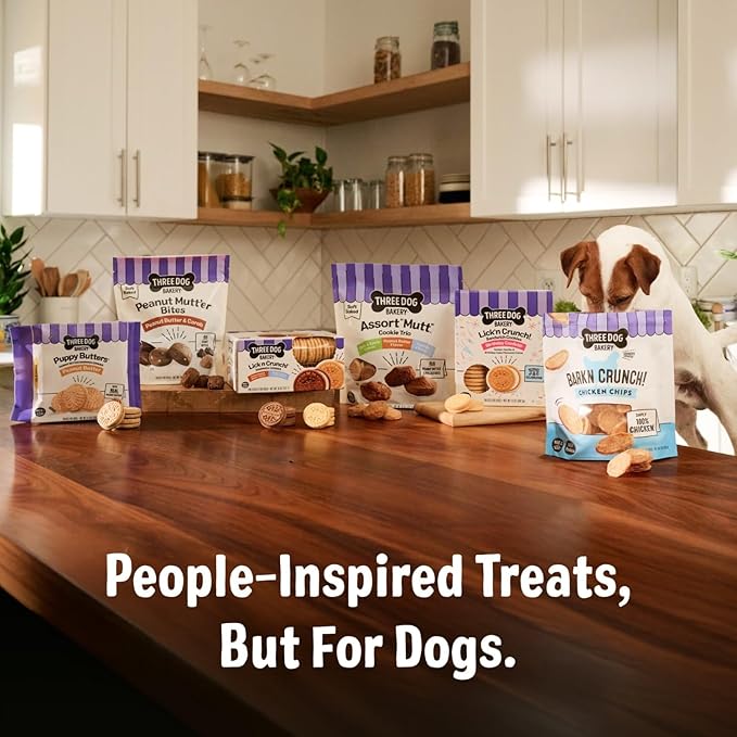Three Dog Bakery Classic Oatmeal Cookies for Dogs, Baked Puppy Treats with Real Oats, 24 oz
