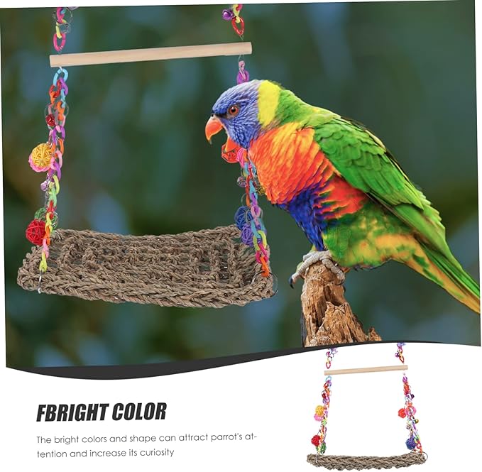 BESPORTBLE 1set Funny Bird Hammock Toy for Cockatiel Parrot Swing Perch Climbing Hammock for Pets Decorative and Comfortable Bird Cage Accessory